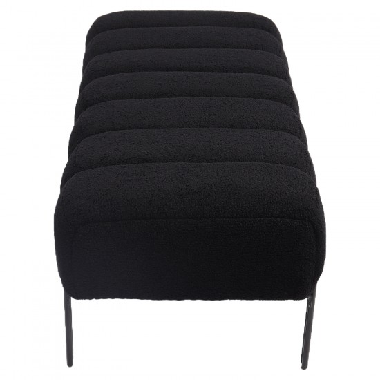 Παγκάκι Ottoman ArteLibre KUBO Μαύρο Ύφασμα Teddy/Μέταλλο 40x116.5x50cm