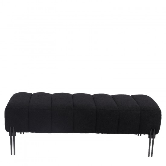 Παγκάκι Ottoman ArteLibre KUBO Μαύρο Ύφασμα Teddy/Μέταλλο 40x116.5x50cm