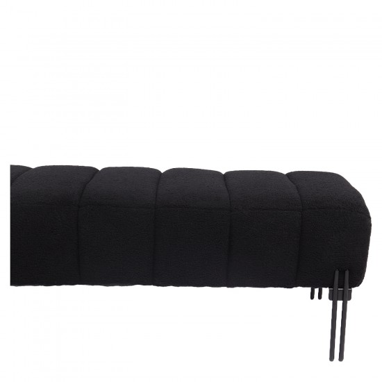 Παγκάκι Ottoman ArteLibre KUBO Μαύρο Ύφασμα Teddy/Μέταλλο 40x116.5x50cm