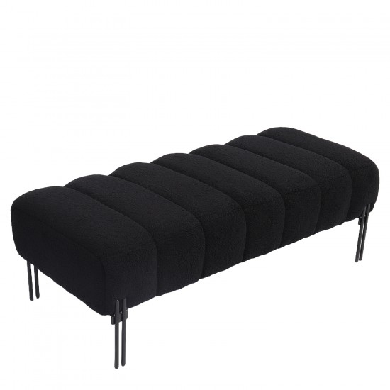Παγκάκι Ottoman ArteLibre KUBO Μαύρο Ύφασμα Teddy/Μέταλλο 40x116.5x50cm