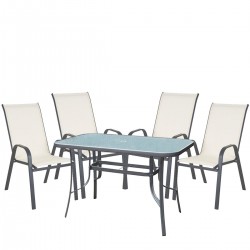 Σετ Τραπεζαρία Κήπου ArteLibre SUN Μέταλλο Γκρι/Κρεμ Με 4 Πολυθρόνες 14990106