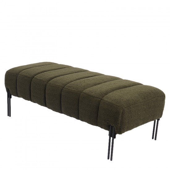 Παγκάκι Ottoman ArteLibre KUBO Πράσινο Ύφασμα Teddy/Μέταλλο 40x116.5x50cm