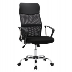 ΚΑΡΕΚΛΑ ΓΡΑΦΕΙΟΥ CABLE HM1000.01 ΜΑΥΡO MESH ΚΑΙ ΠΟΔΙ ΧΡΩΜΙΟΥ 61x56x118 εκ.