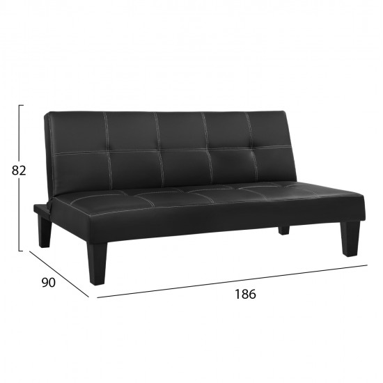ΚΑΝΑΠΕΣ ΚΡΕΒΑΤΙ 3Θ HM3002.02 ΜΑΥΡΟΣ PU ΜΕ ΓΑΖΙΑ 186x90x82