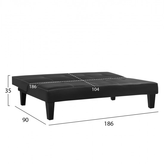 ΚΑΝΑΠΕΣ ΚΡΕΒΑΤΙ 3Θ HM3002.02 ΜΑΥΡΟΣ PU ΜΕ ΓΑΖΙΑ 186x90x82