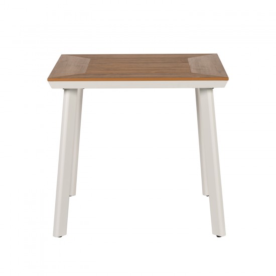 Τραπέζι Κήπου ArteLibre EPUPA Λευκό/Καρυδί Αλουμίνιο/Ξύλο 80x80x73cm