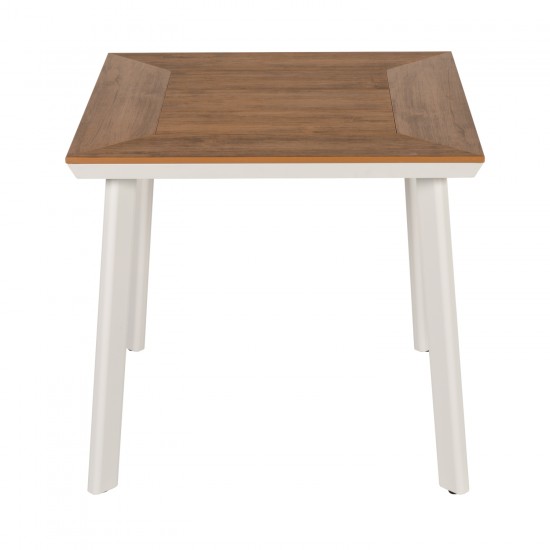 Τραπέζι Κήπου ArteLibre EPUPA Λευκό/Καρυδί Αλουμίνιο/Ξύλο 80x80x73cm
