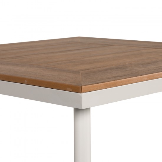 Τραπέζι Κήπου ArteLibre EPUPA Λευκό/Καρυδί Αλουμίνιο/Ξύλο 80x80x73cm