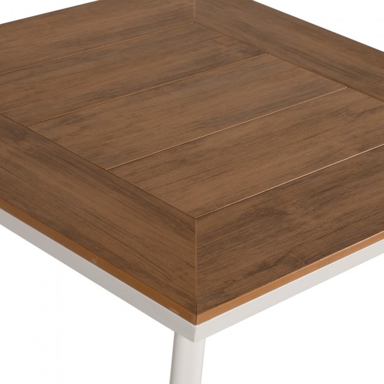 Τραπέζι Κήπου ArteLibre EPUPA Λευκό/Καρυδί Αλουμίνιο/Ξύλο 80x80x73cm