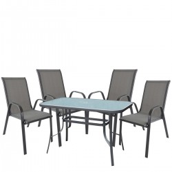 Σετ Τραπεζαρία Κήπου ArteLibre SUN Μέταλλο Γκρι Με 4 Πολυθρόνες 14990109