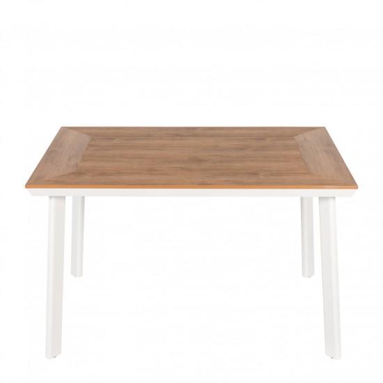 Τραπέζι Κήπου ArteLibre EPUPA Λευκό/Καρυδί Αλουμίνιο/Ξύλο 120x80x73cm