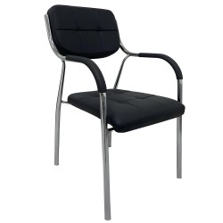 Καρέκλα Επισκέπτη GUESTEASE Μαύρο/Χρώμιο PU/Μέταλλο 48x41x87cm