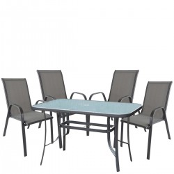 Σετ Τραπεζαρία Κήπου ArteLibre SUN Μέταλλο Γκρι Με 4 Πολυθρόνες 14990110