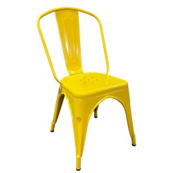 Καρέκλα ArteLibre Βιομηχανικού Τύπου Vintage TOLIKO Κίτρινο Μέταλλο 44x49x84cm