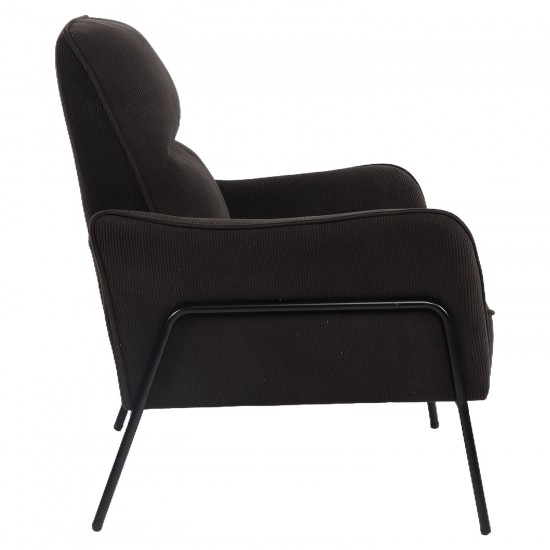 Πολυθρόνα ArteLibre ELAN Μαύρο Ύφασμα Κοτλέ/Μέταλλο 94x77x82cm
