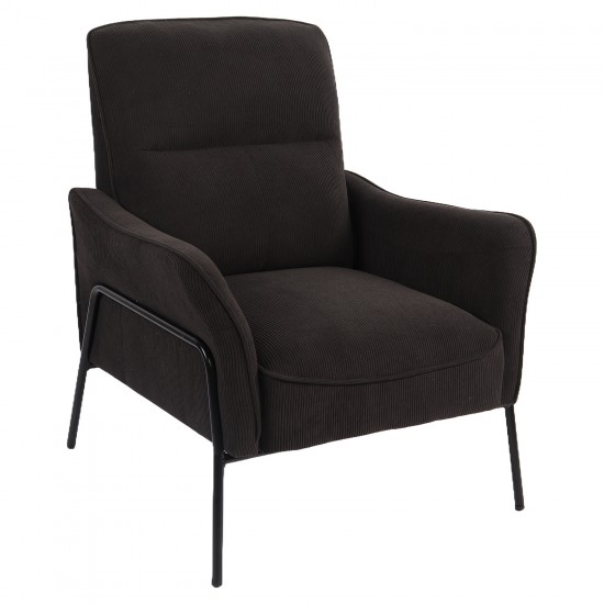 Πολυθρόνα ArteLibre ELAN Μαύρο Ύφασμα Κοτλέ/Μέταλλο 94x77x82cm