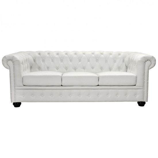 ΚΑΝΑΠΕΣ 3ΘΕΣΙΟΣ T.CHESTERFIELD HM3009.02 ΤΕΧΝΟΔΕΡΜΑ ΛΕΥΚΟ ΜΑΤ 208x90x73 εκ.
