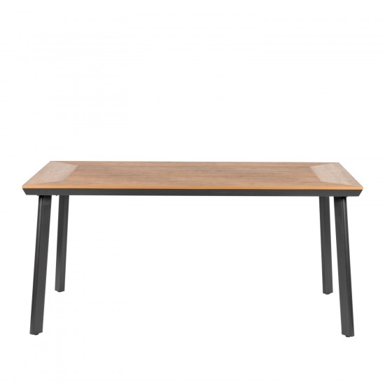 Τραπέζι Κήπου ArteLibre EPUPA Μαύρο/Καρυδί Αλουμίνιο/Ξύλο 160x90x73cm