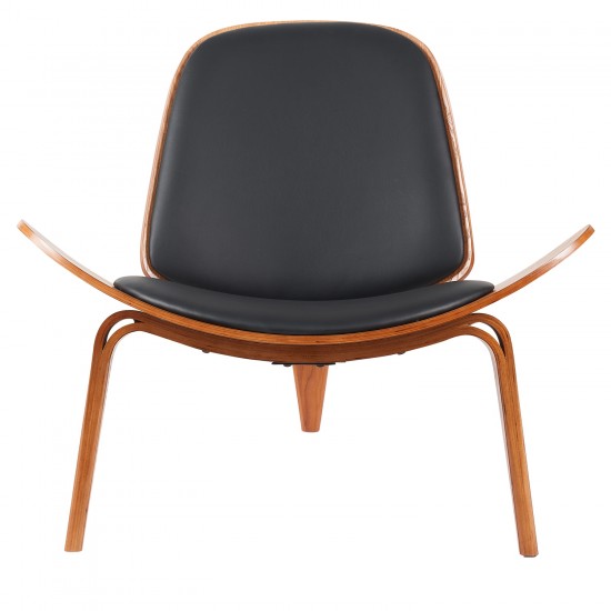 Πολυθρόνα ArteLibre THALOR Μαύρο/Καφέ Ξύλο/PU 90x76.5x74.5cm