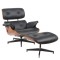 Πολυθρόνα Relax ArteLibre MIREN Με Υποπόδιο Μαύρο/Καφέ Ξύλο/PU 82x92x78cm