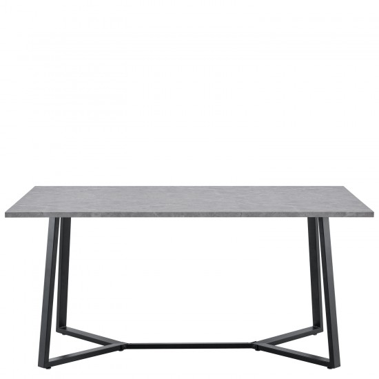 Τραπέζι Τραπεζαρίας ArteLibre DUNSMERE Γκρι Μάρμαρο/Μαύρο Μέταλλο/Μοριοσανίδα 160x90x75cm