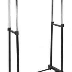 Κρεμάστρα Ρούχων Διπλή Επεκτεινόμενη Ασημί/Μαύρο Μέταλλο 88x43x106-170cm