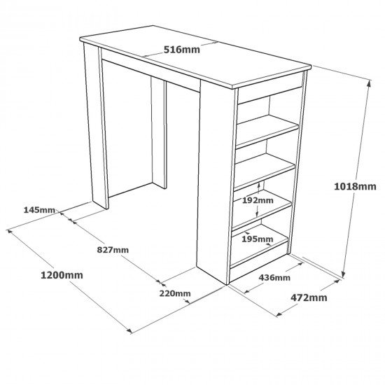 Τραπέζι Bar ArteLibre BROCKLEY Πεύκο/Μαύρο Μοριοσανίδα 120x51.6x101.8cm