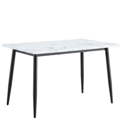 Τραπέζι Τραπεζαρίας ArteLibre IRWELL Λευκό Μάρμαρο/Μαύρο Μέταλλο/Μοριοσανίδα 120x80x75cm