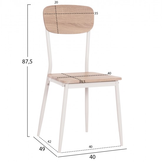 ΚΑΡΕΚΛΑ ΤΡΑΠΕΖΑΡΙΑΣ PAGET HM8373.02 SONAMA--ΛΕΥΚΑ ΜΕΤΑΛΛΙΚΑ ΠΟΔΙΑ 40x49x87,5Υεκ.