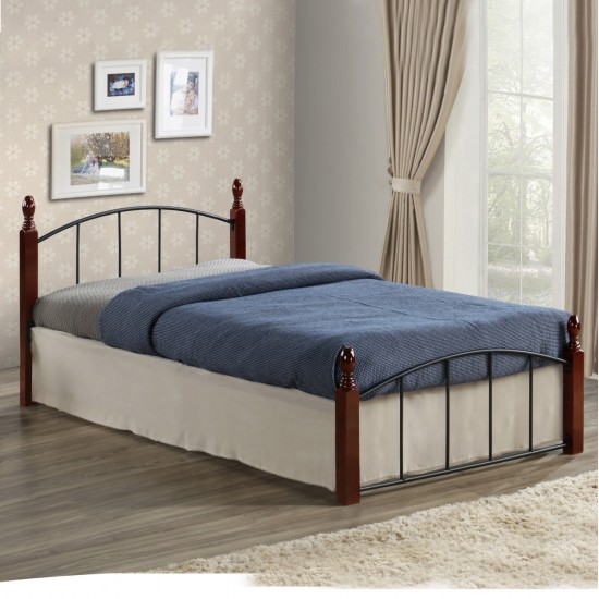 ΚΡΕΒΑΤΙ MAKAI ΜΕΤΑΛΛΟ RUBBERWOOD ΚΑΡΥΔΙ--ΓΙΑ ΣΤΡΩΜΑ 90X190 HM381