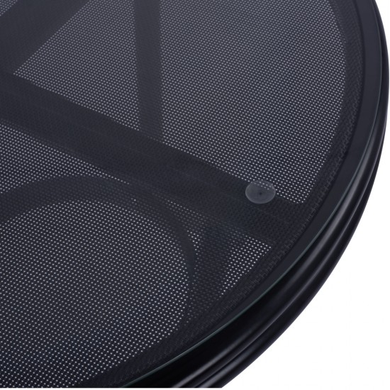 ΤΡΑΠΕΖΙ ΑΛΟΥΜΙΝΙΟΥ MOSES Φ70 BAMBOO LOOK HM5532.02 ΜΑΥΡΟ ΜΕ ΓΥΑΛΙ Φ70X76 εκ