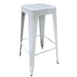 Σκαμπό Bar ArteLibre Βιομηχανικού Τύπου Vintage SILANO Λευκό Μέταλλο 42x42x76cm