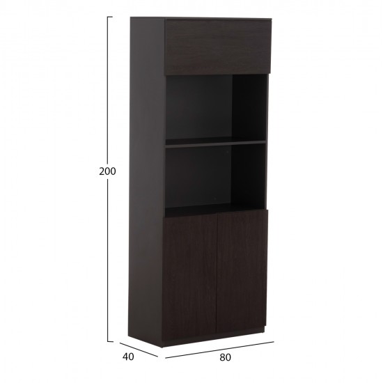 ΒΙΒΛΙΟΘΗΚΗ ΓΡΑΦΕΙΟΥ ΕΠΑΓΓΕΛΜΑΤΙΚΗ ROSEWOOD HM2089 ΜΕΛΑΜΙΝΗ ΓΚΡΙ-WENGE 80Χ40Χ200Υεκ.