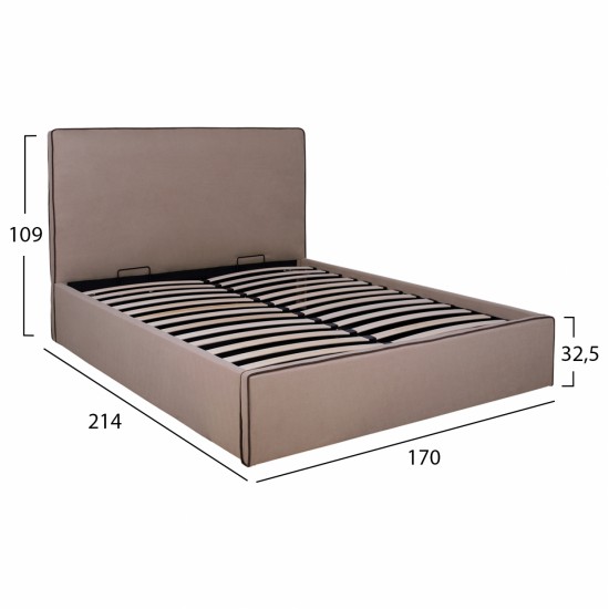 ΚΡΕΒΑΤΙ ALLIE HM584.02 160x200 εκ. ΜΕ ΑΠΟΘΗΚΕΥΤΙΚΟ ΧΩΡΟ ΜΠΕΖ ΥΦΑΣΜΑ