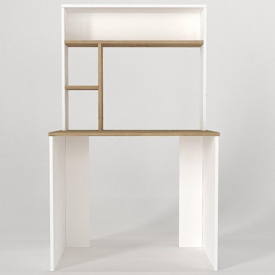 Γραφείο-Βιβλιοθήκη ArteLibre ARAGO Λευκό/Φυσικό Μοριοσανίδα/Μελαμίνη 90x45x148cm