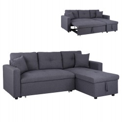 ΚΑΝΑΠΕΣ ΓΩΝΙΑ ΚΡΕΒΑΤΙ WAYNE 224x147x85Υεκ. HM3028.11 ΓΚΡΙ ΥΦΑΣΜΑ