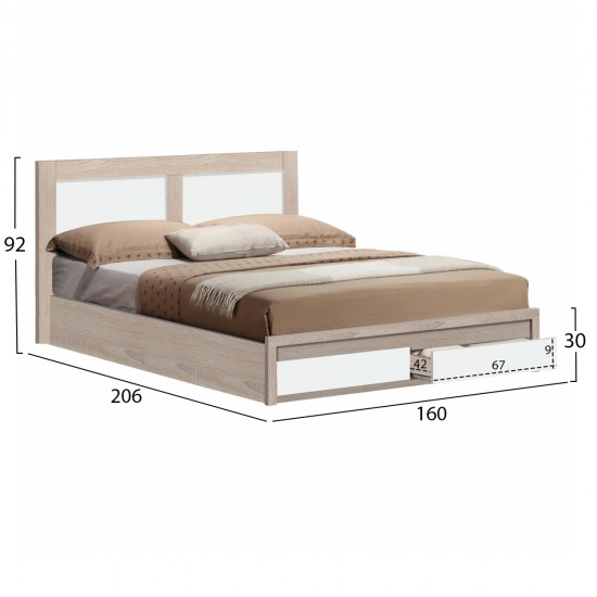 ΚΡΕΒΑΤΙ CAPRI HM312.06 ΜΕ 2 ΣΥΡΤΑΡΙΑ SONAMA ΛΕΥΚΟ ΓΙΑ ΣΤΡΩΜΑ 150x200 εκ.
