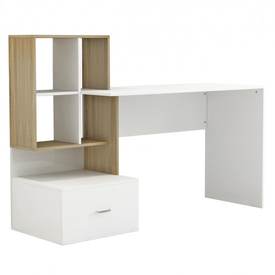 ΓΡΑΦΕΙΟ ΜΕΛΑΜΙΝΗΣ ΜΕ ΒΙΒΛΙΟΘΗΚΗ SYNDYA HM8993.02 ΛΕΥΚΟ SONAMA 149x48x105Y εκ.