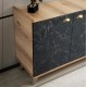 ΜΠΟΥΦΕΣ ΜΕΛΑΜΙΝΗΣ HM9045.01 NATURAL WOOD - ΜΑΥΡΟ ΜΑΡΜΑΡΟ 180x41x77,8Y εκ.
