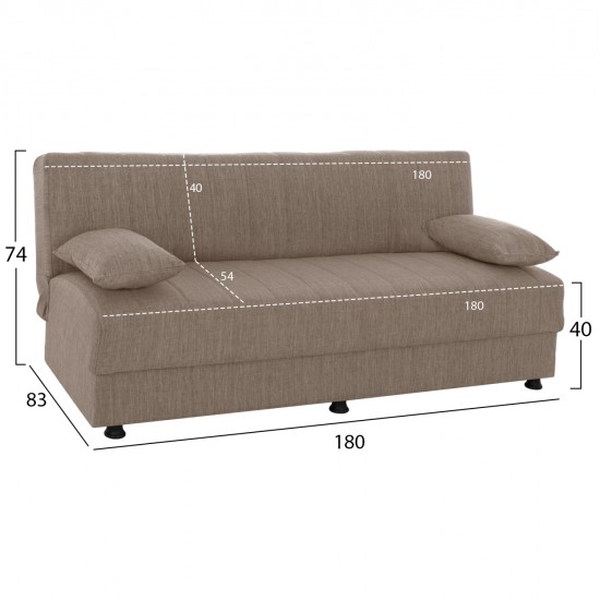 ΚΑΝΑΠΕΣ ΚΡΕΒΑΤΙ ANDRI ΤΡΙΘΕΣΙΟΣ ΜΠΕΖ HM3239.04 180x83x74Υ εκ.