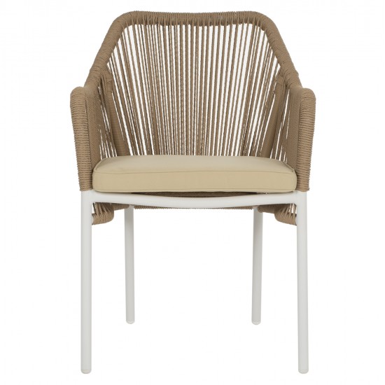 ΠΟΛΥΘΡΟΝΑ ΑΛΟΥΜΙΝΙΟΥ LOKKI HM5855.01 ΛΕΥΚΟ ΜΕ ΣΧΟΙΝΙ WICKER PE ΜΠΕΖ 56x66x82Υ εκ.