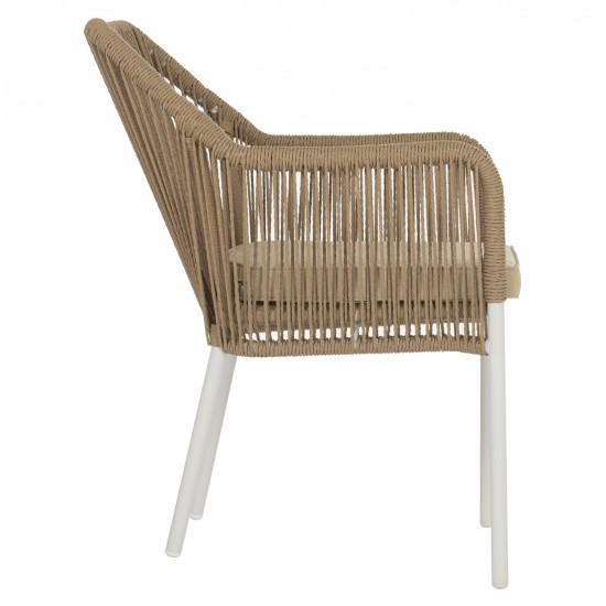 ΠΟΛΥΘΡΟΝΑ ΑΛΟΥΜΙΝΙΟΥ LOKKI HM5855.01 ΛΕΥΚΟ ΜΕ ΣΧΟΙΝΙ WICKER PE ΜΠΕΖ 56x66x82Υ εκ.