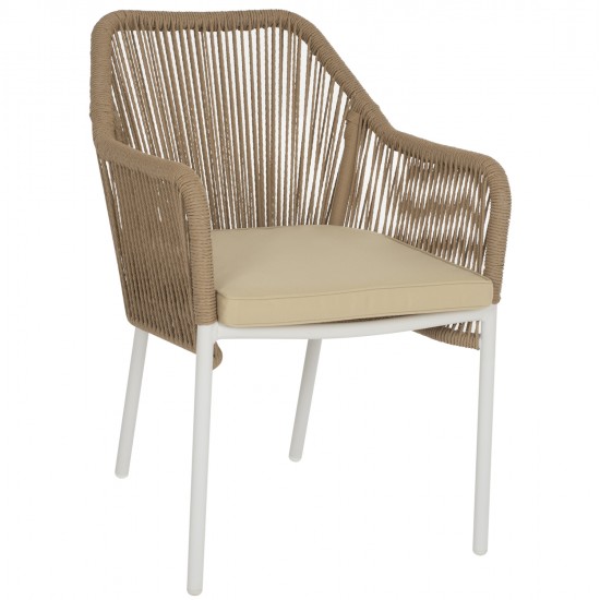 ΠΟΛΥΘΡΟΝΑ ΑΛΟΥΜΙΝΙΟΥ LOKKI HM5855.01 ΛΕΥΚΟ ΜΕ ΣΧΟΙΝΙ WICKER PE ΜΠΕΖ 56x66x82Υ εκ.