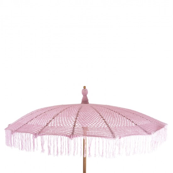 ΟΜΠΡΕΛΑ ΜΠΑΛΙΝΕΖΙΚΗ ΜΑΚΡΑΜΕ ΡΟΖ ΞΥΛO TEAK Φ200X260εκ. HM6035.04