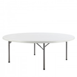 Τραπέζι Catering Στρογγυλό ArteLibre TILIA Πτυσσόμενο (Βαλίτσα) Λευκό/Γκρι HDPE/Μέταλλο Φ122x74cm