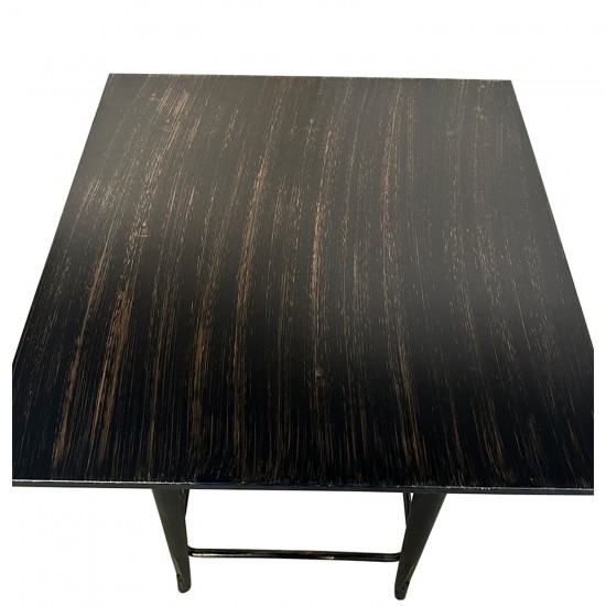 Τραπέζι Bar ArteLibre Βιομηχανικού Τύπου Vintage ARTEKTO Μαύρο Αντικέ Μέταλλο/Ξύλο 60x60x103cm