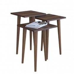 Τραπεζάκι Βοηθητικό ArteLibre ZURI Καρυδί Μοριοσανίδα/Ξύλο 33x33x52/33x33x47/33x33x42cm Σετ 3Τμχ