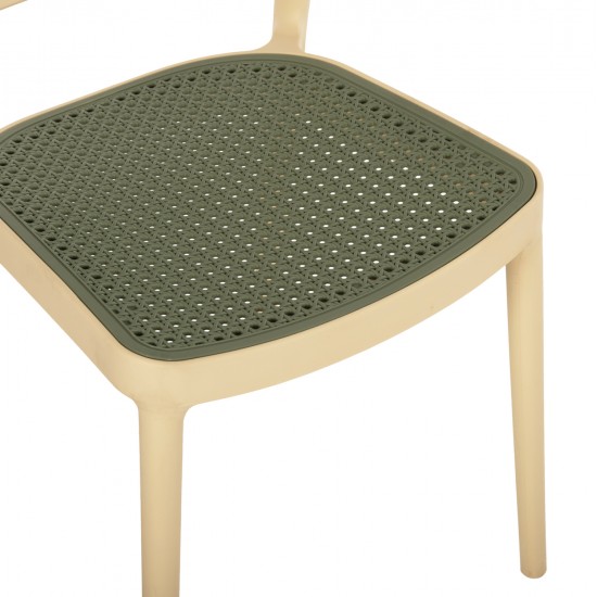 ΚΑΡΕΚΛΑ ΠΟΛΥΠΡΟΠΥΛΕΝΙΟΥ MEKO HM5934.04 ΜΠΕΖ ΜΕ OLIVE GREEN ΨΑΘΑ 51x52x80Υεκ.