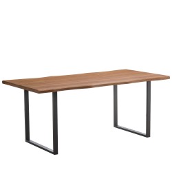Τραπέζι Τραπεζαρίας ArteLibre AEMON Σκούρο Ακακία/Μαύρο Μέταλλο/Μοριοσανίδα 180x90x75cm