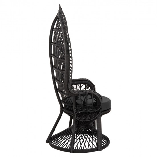 ΠΟΛΥΘΡΟΝΑ ROYAL PEACOCK HM9342.03 RATTAN ΜΑΥΡΟ-ΜΑΞΙΛΑΡΙ ΜΑΥΡΟ 114x72x150Yεκ.